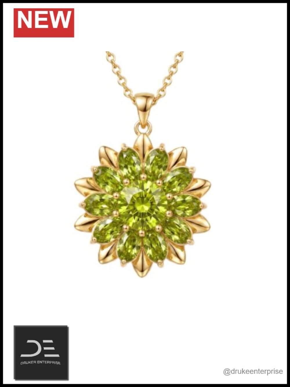 18K Yellow Gold Plated Sunflower Birthstone Necklace August Gift for Women
